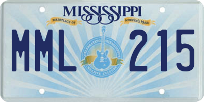 MS license plate MML215