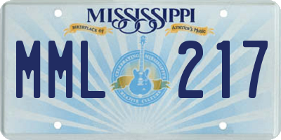 MS license plate MML217
