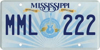MS license plate MML222