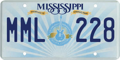 MS license plate MML228