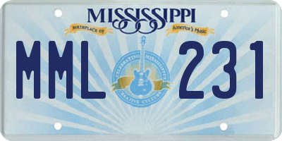 MS license plate MML231