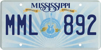 MS license plate MML892