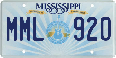 MS license plate MML920