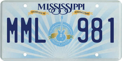 MS license plate MML981