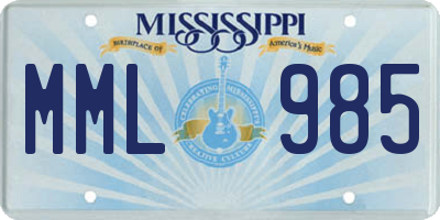 MS license plate MML985