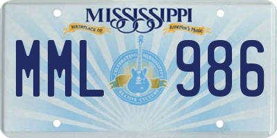 MS license plate MML986
