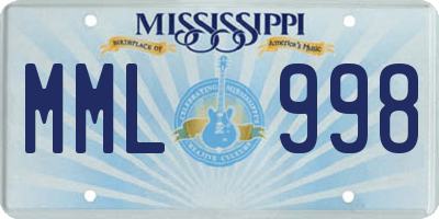 MS license plate MML998