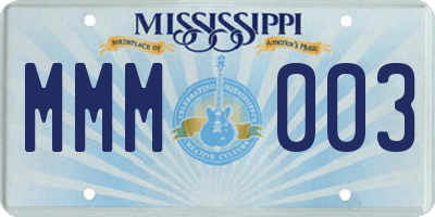 MS license plate MMM003