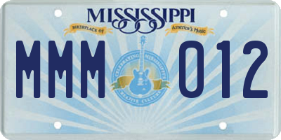 MS license plate MMM012