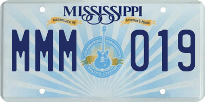 MS license plate MMM019