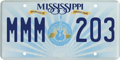 MS license plate MMM203