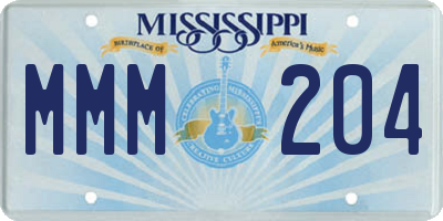 MS license plate MMM204
