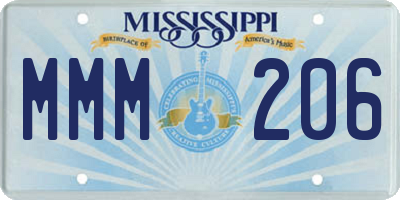MS license plate MMM206