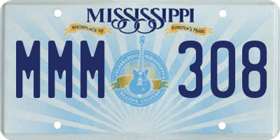 MS license plate MMM308