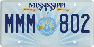 MS license plate MMM802