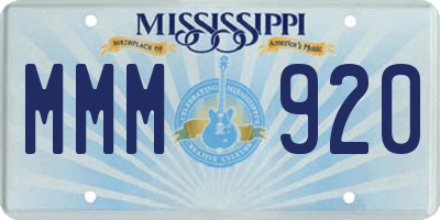 MS license plate MMM920