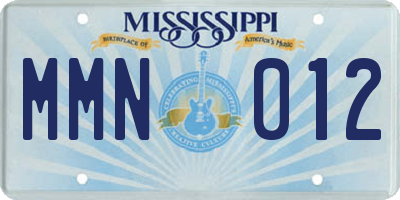 MS license plate MMN012