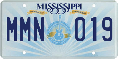 MS license plate MMN019