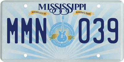 MS license plate MMN039