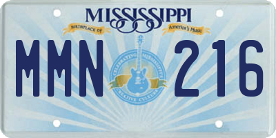 MS license plate MMN216
