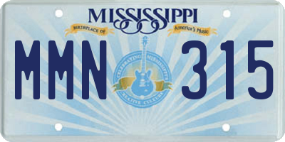 MS license plate MMN315