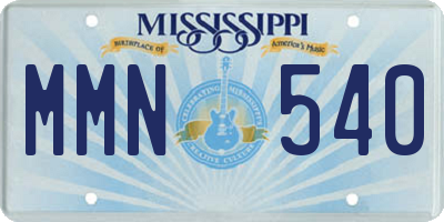 MS license plate MMN540