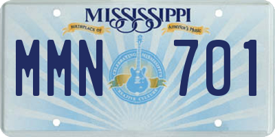 MS license plate MMN701