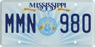 MS license plate MMN980
