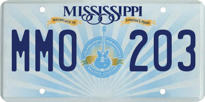 MS license plate MMO203