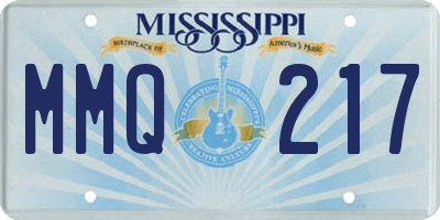 MS license plate MMQ217
