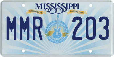 MS license plate MMR203