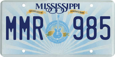 MS license plate MMR985