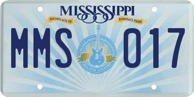 MS license plate MMS017