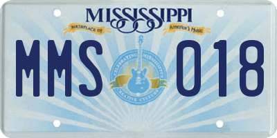 MS license plate MMS018