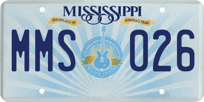 MS license plate MMS026