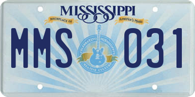 MS license plate MMS031