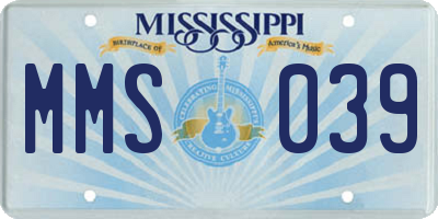 MS license plate MMS039