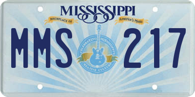 MS license plate MMS217