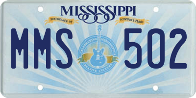 MS license plate MMS502