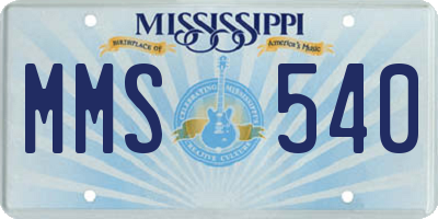 MS license plate MMS540