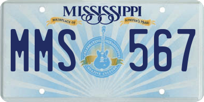 MS license plate MMS567