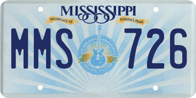 MS license plate MMS726