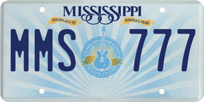 MS license plate MMS777