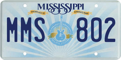 MS license plate MMS802