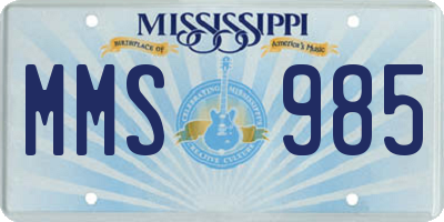 MS license plate MMS985