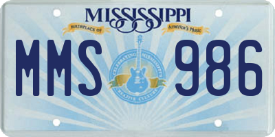 MS license plate MMS986