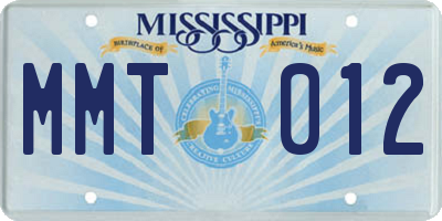 MS license plate MMT012
