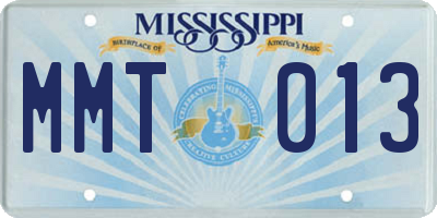 MS license plate MMT013
