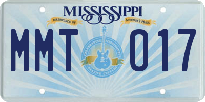 MS license plate MMT017