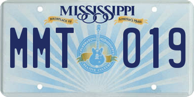 MS license plate MMT019